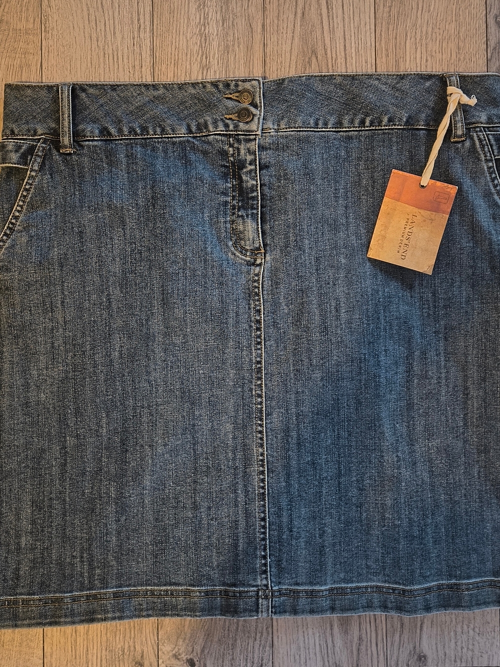 Lands' End Indigo Denim A-Line Skirt